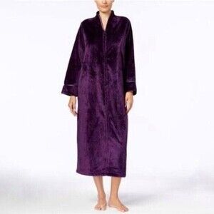 Charter Club Intimates Cozy Plush Fleece Bath Robe Full Zip Purple Sz Small
